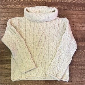 Elegant Cream Cable Knit Turtleneck Sweater